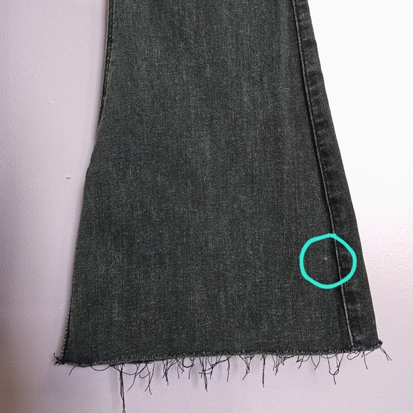 Hollister Washed Black Soft Stretch High Rise Raw Hem Split Leg Flare Jeans - Picture 6 of 11